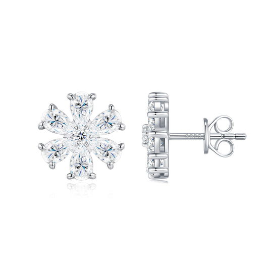 A Luxurious And Fashionable Minimalist Jewelry Earring Set Featuring Top-quality Moissanite Stones, Made Of S925 Silver Electroplated With Platinum.