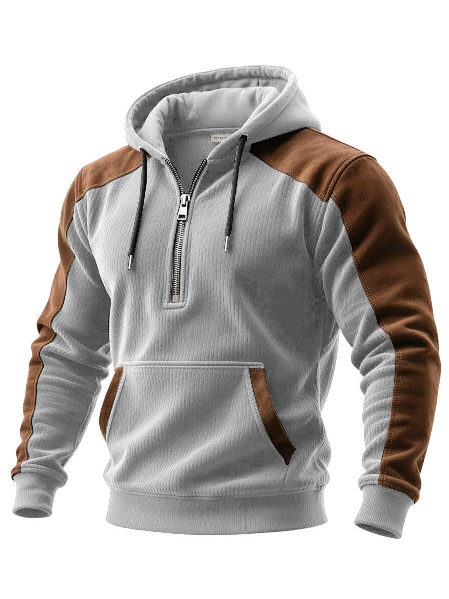 Digital-print Double-hooded Half-zip Hoodie