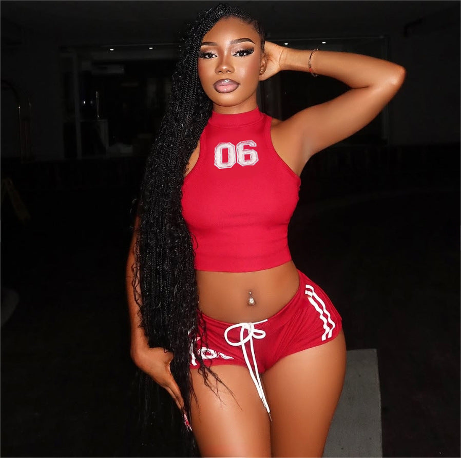 Womens Sleeveless Crop-Top Sports Set