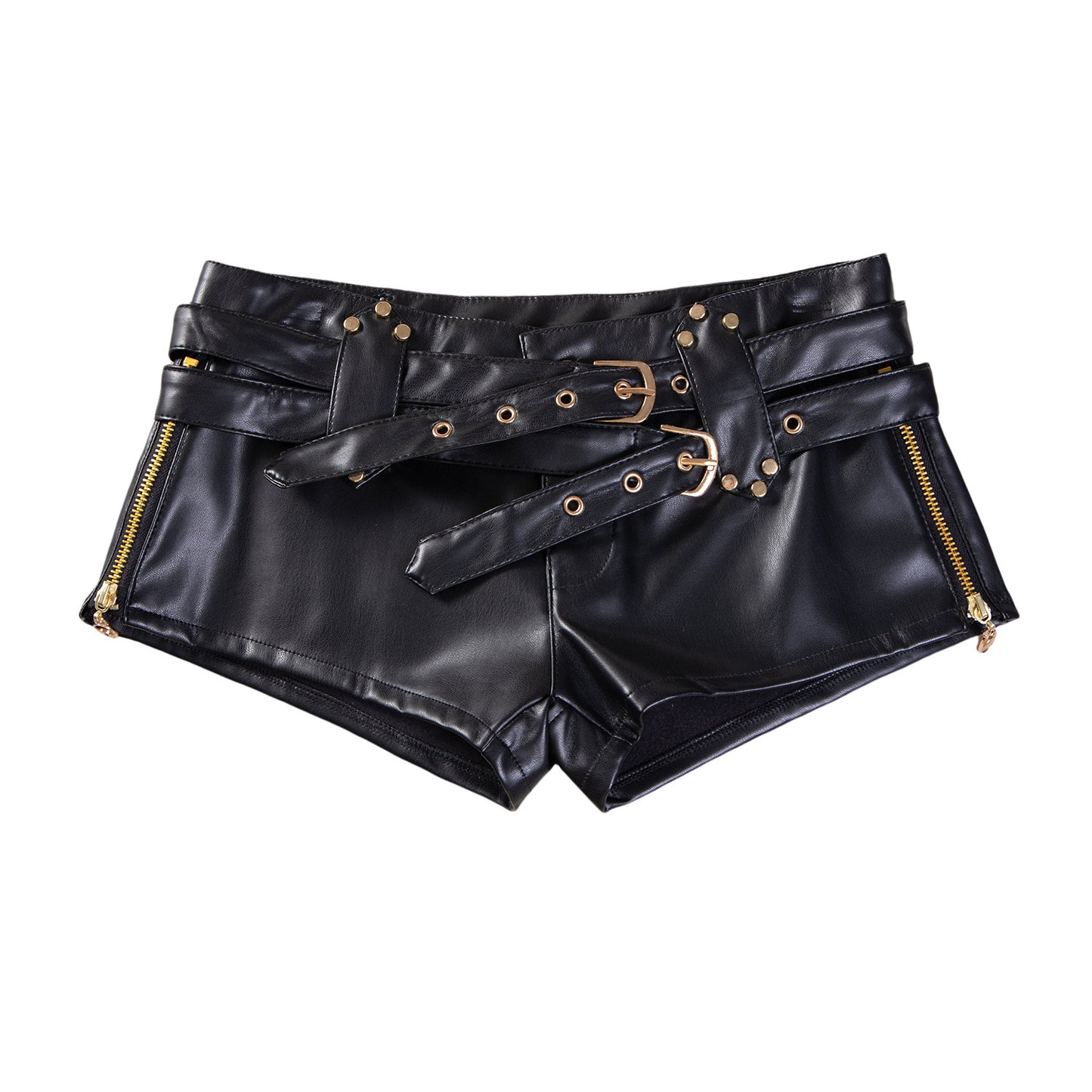 Leather Micro Shorts Sexy Bootcut Pants Womens