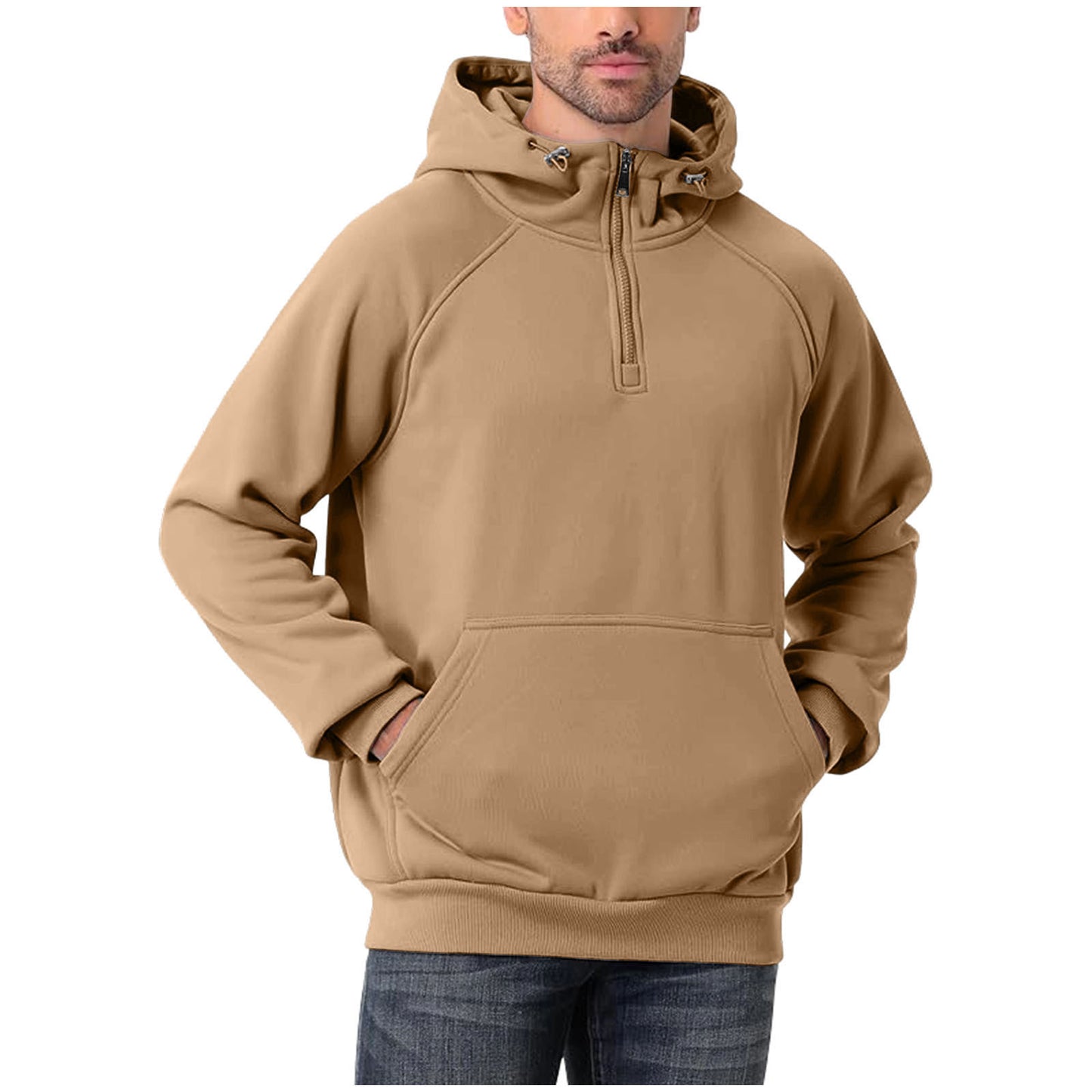 Men's Fashionable All-Match Multi-Color Half-Zip Hoodie