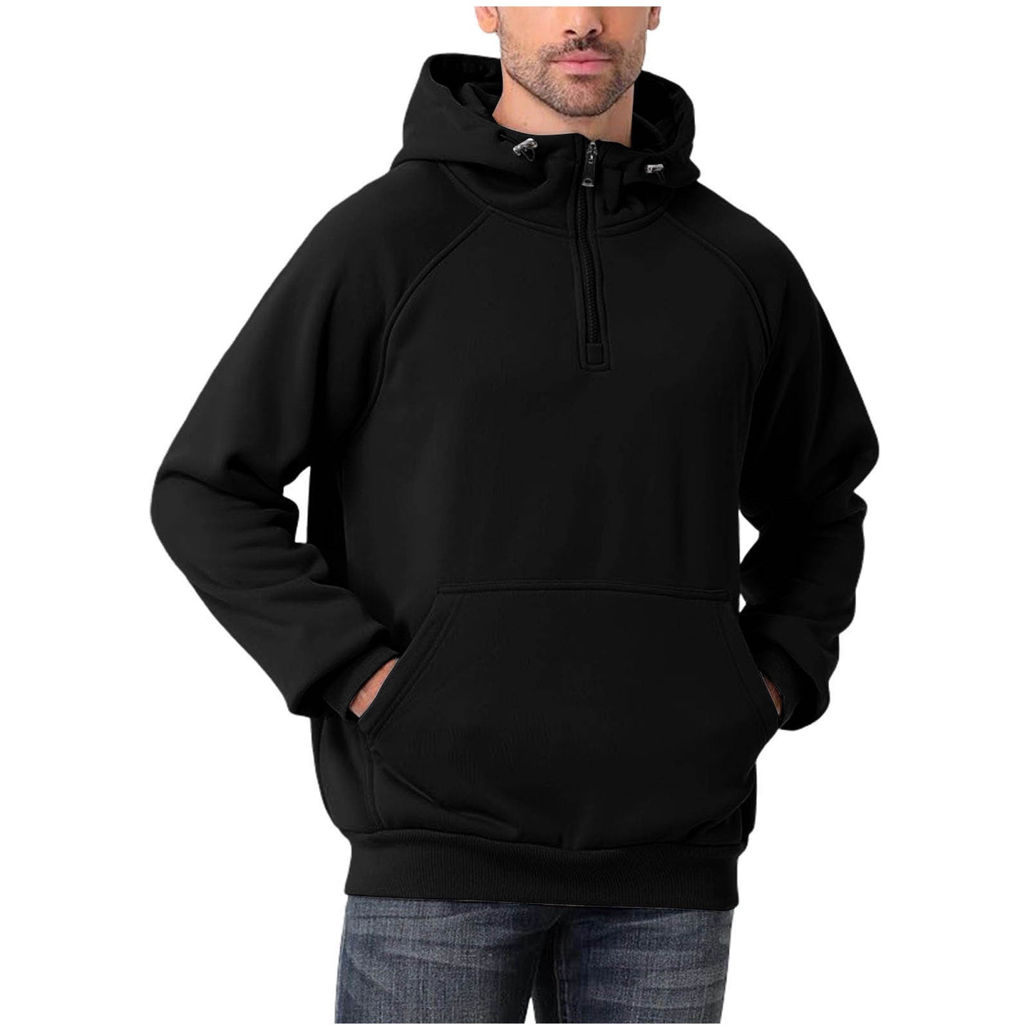 Men's Fashionable All-Match Multi-Color Half-Zip Hoodie
