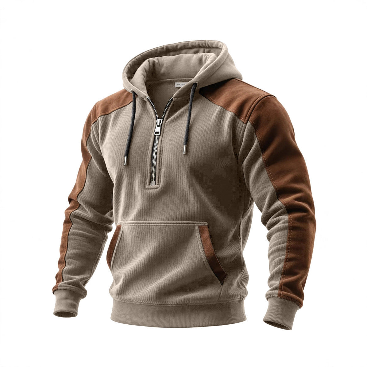 Digital-print Double-hooded Half-zip Hoodie