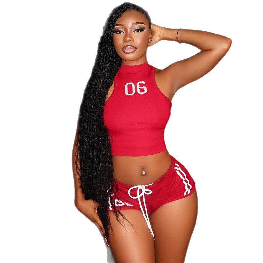 Womens Sleeveless Crop-Top Sports Set