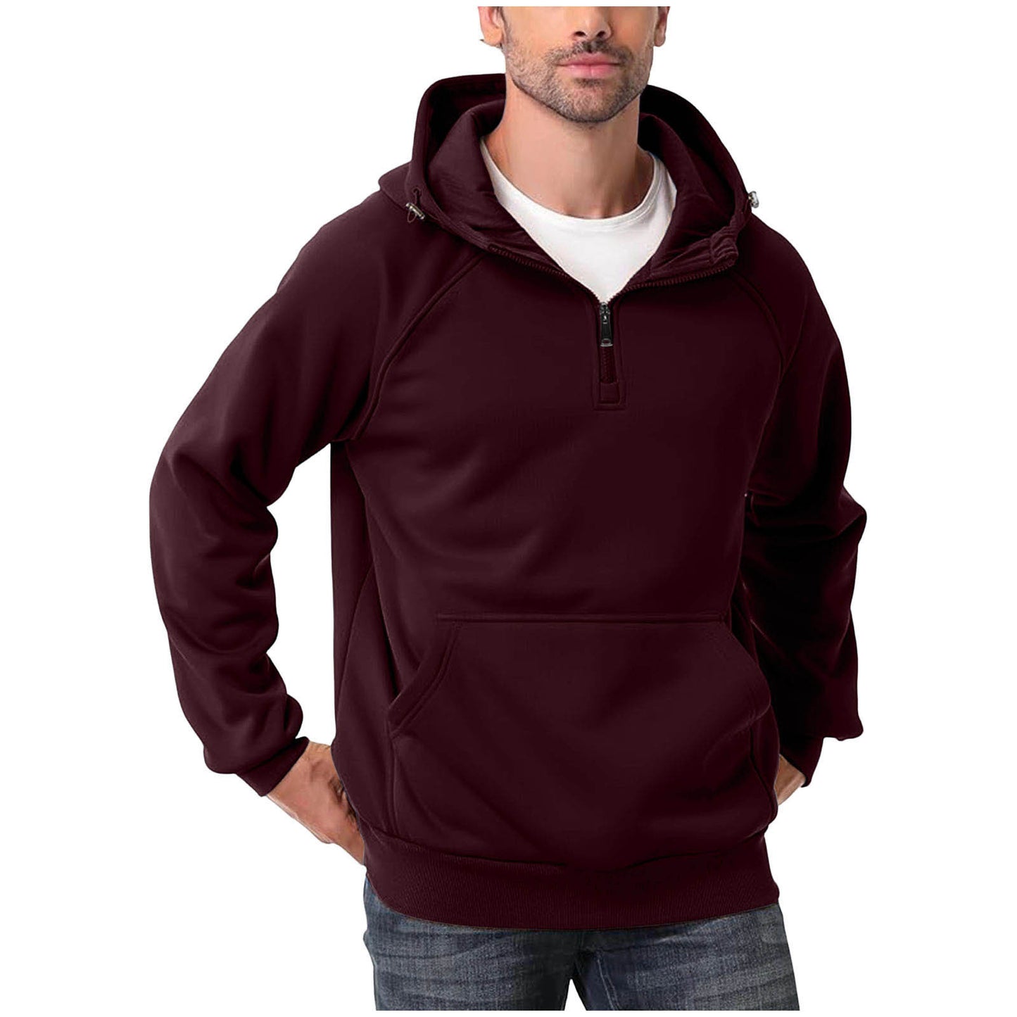 Men's Fashionable All-Match Multi-Color Half-Zip Hoodie