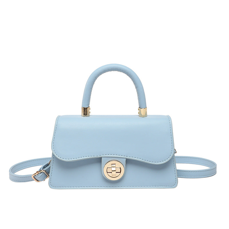 Spring Womens Commuter Light-Luxury Solid-Colored Crossbody Bag With Lock Closure