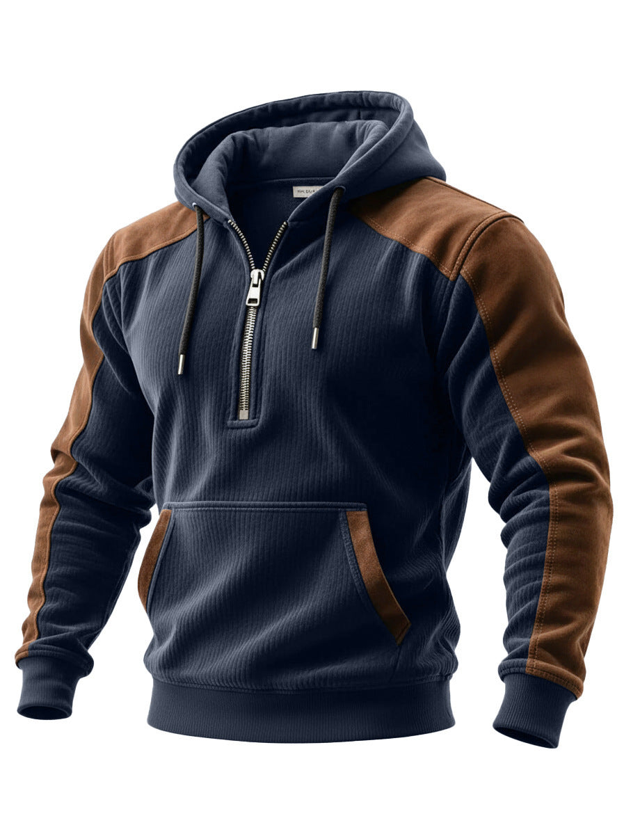 Digital-print Double-hooded Half-zip Hoodie