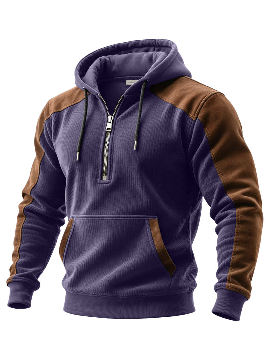 Digital-print Double-hooded Half-zip Hoodie
