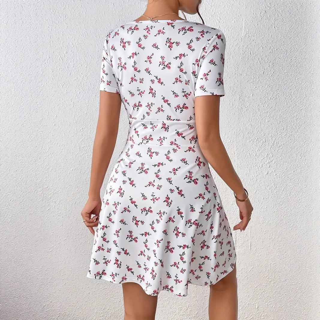 Elegant White Polka-Dot Dress For Women