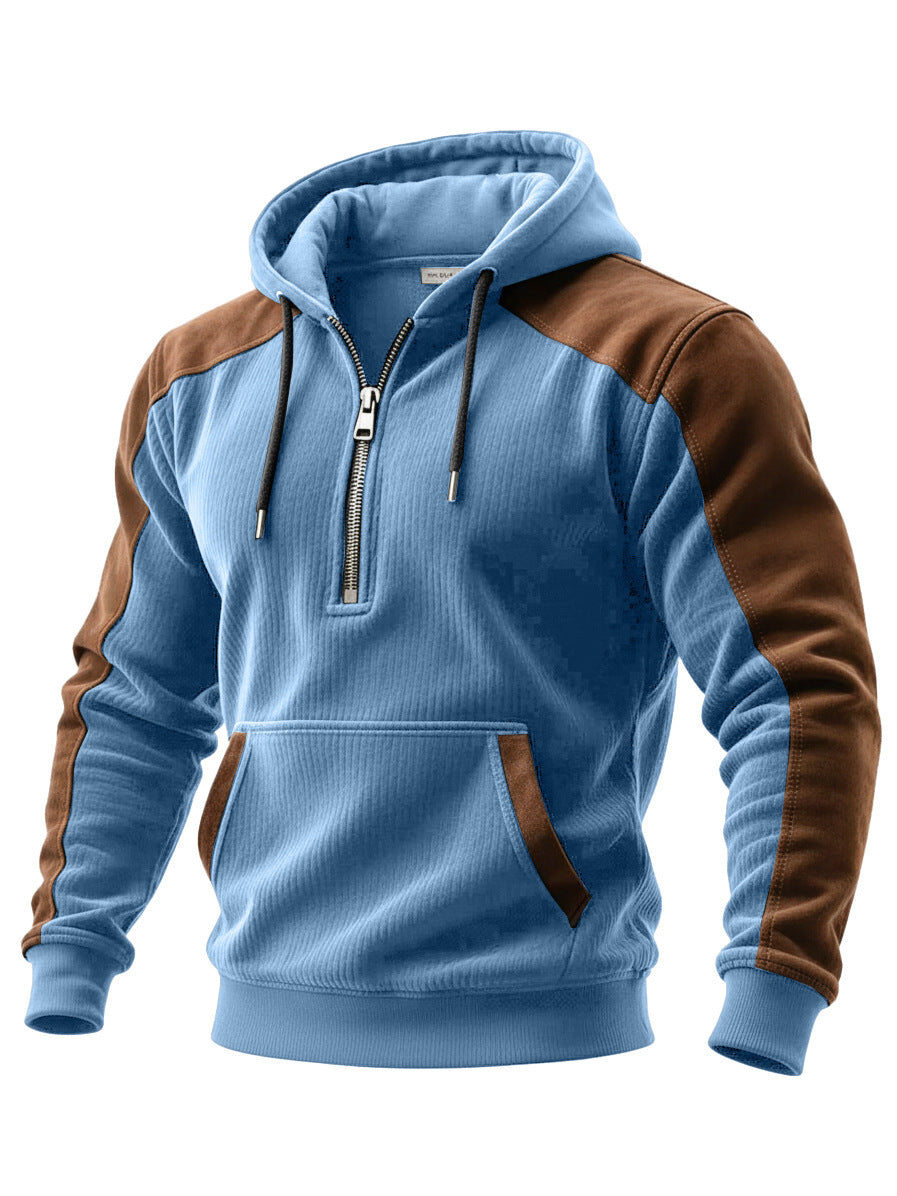 Digital-print Double-hooded Half-zip Hoodie