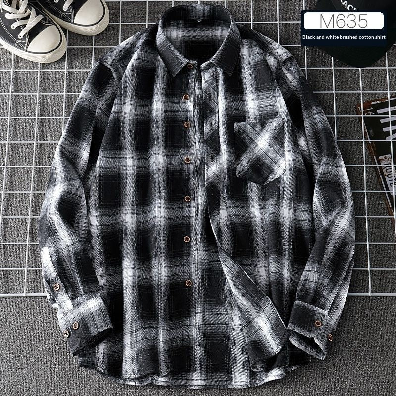 Springautumn Casual Thin Men's Plaid Shirt