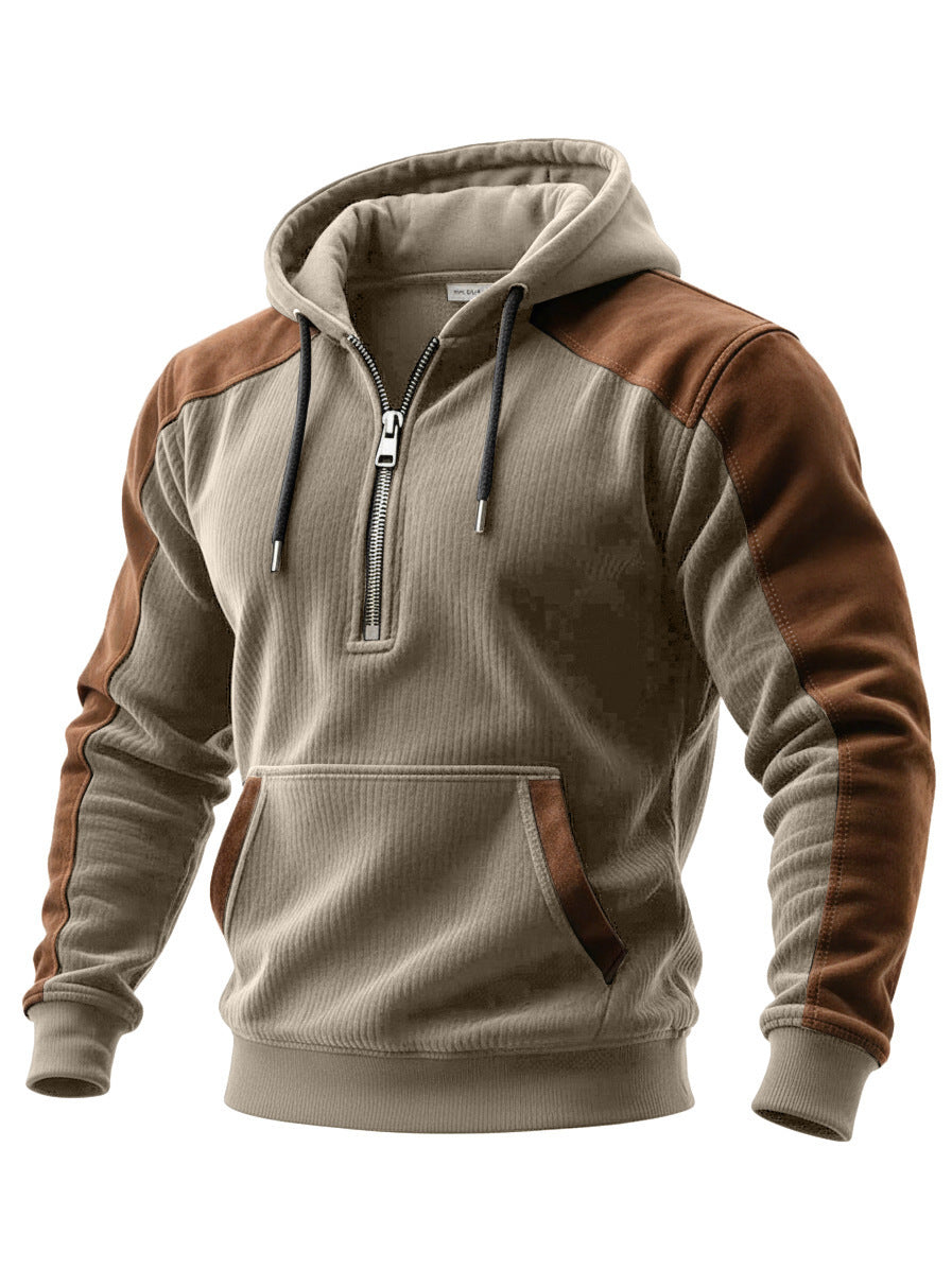 Digital-print Double-hooded Half-zip Hoodie