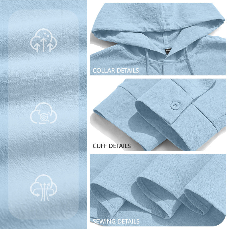 Button-up Versatile Solid-color Cotton-linen Shirt Perfect For Both Vacation And Everyday Wear