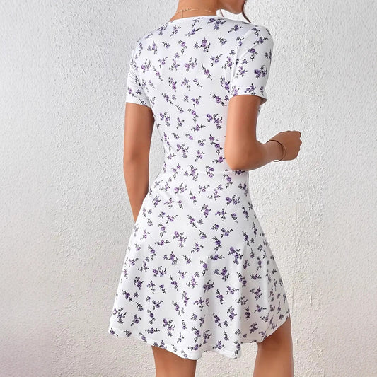 Elegant White Polka-Dot Dress For Women