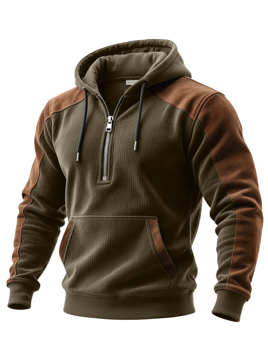 Digital-print Double-hooded Half-zip Hoodie